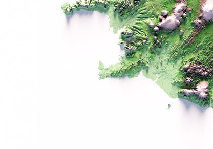 ISLANDIA. Mapa de relieve clásico.