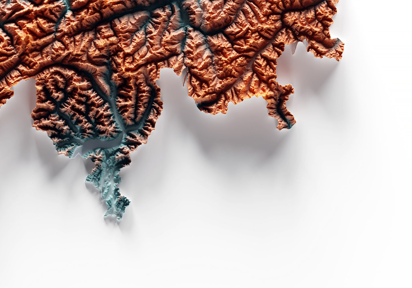 SUIZA. Mapa de relieve con contraste.